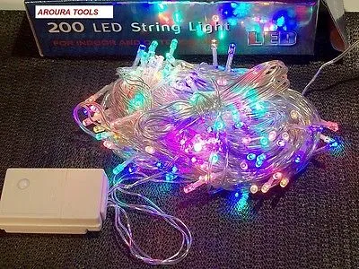 200 LED STRING LIGHTS 24 V Multicolored  / WHITE WITH 8 FUNCTION CONTROLLER - NEW