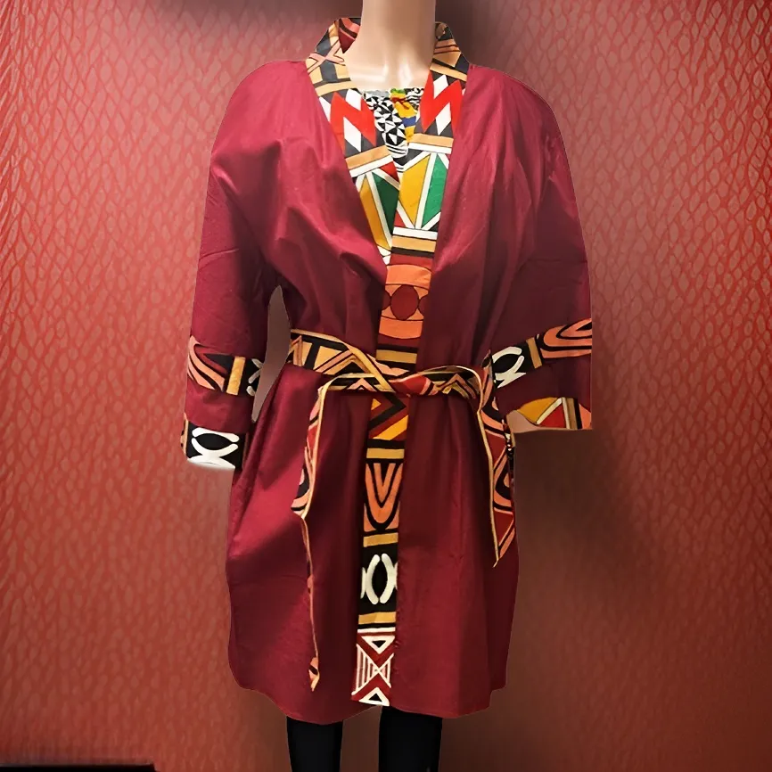 African Print Kimono Short Duster