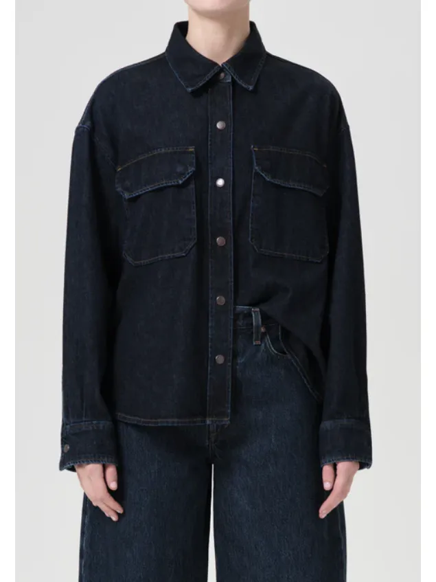 Agolde Gwen Slice Shirt in Rinse