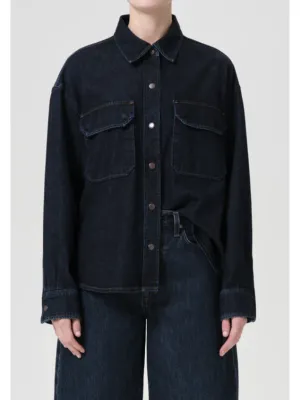 Agolde Gwen Slice Shirt in Rinse