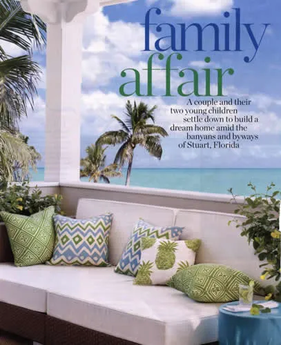 Alan Campbell Fabric: Cap Ferrat - Custom Multi Salmon / Green / Gold on Vellum Suncloth (OUTDOOR)