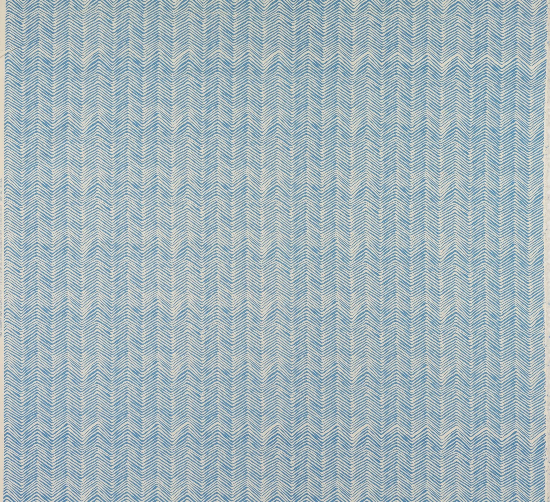 Alan Campbell Fabric: Petite Zig Zag - Custom French Blue on Cream Suncloth