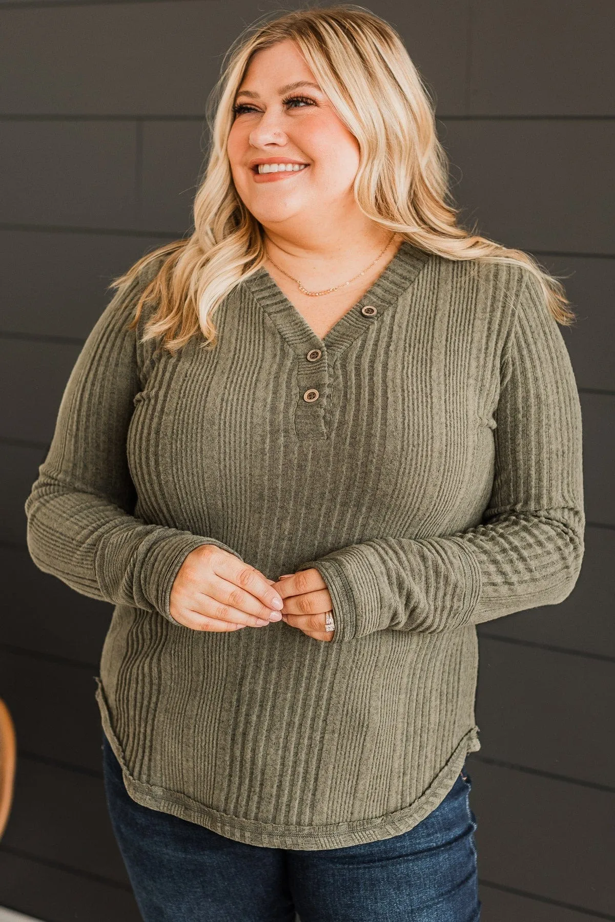 Always Lovable Knit Top- Dark Sage
