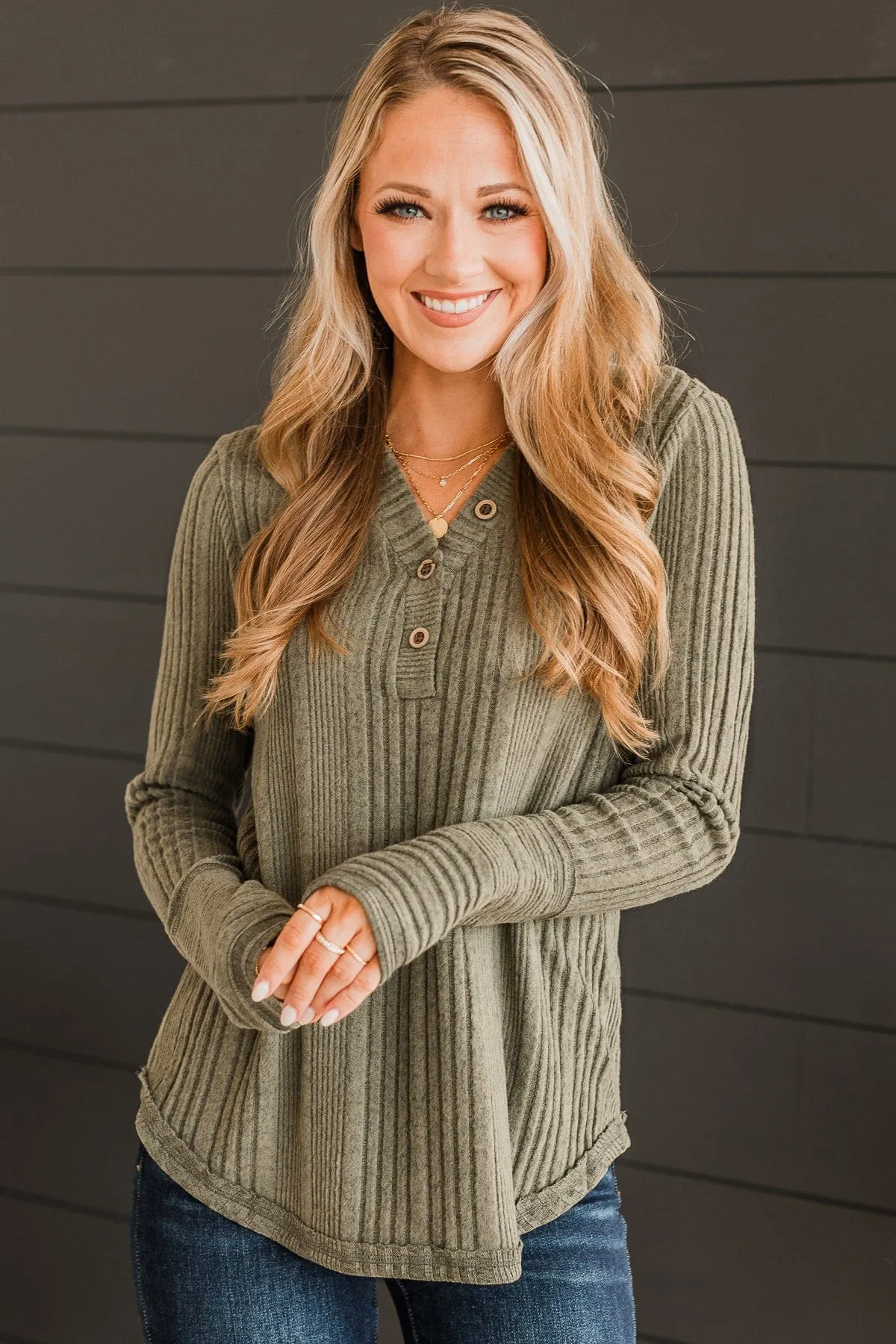 Always Lovable Knit Top- Dark Sage