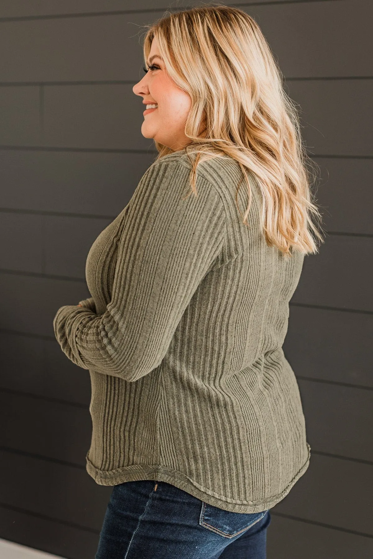 Always Lovable Knit Top- Dark Sage