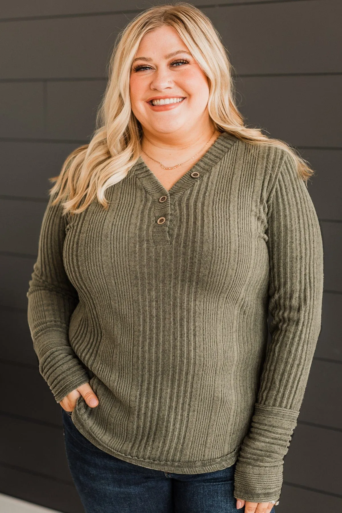 Always Lovable Knit Top- Dark Sage