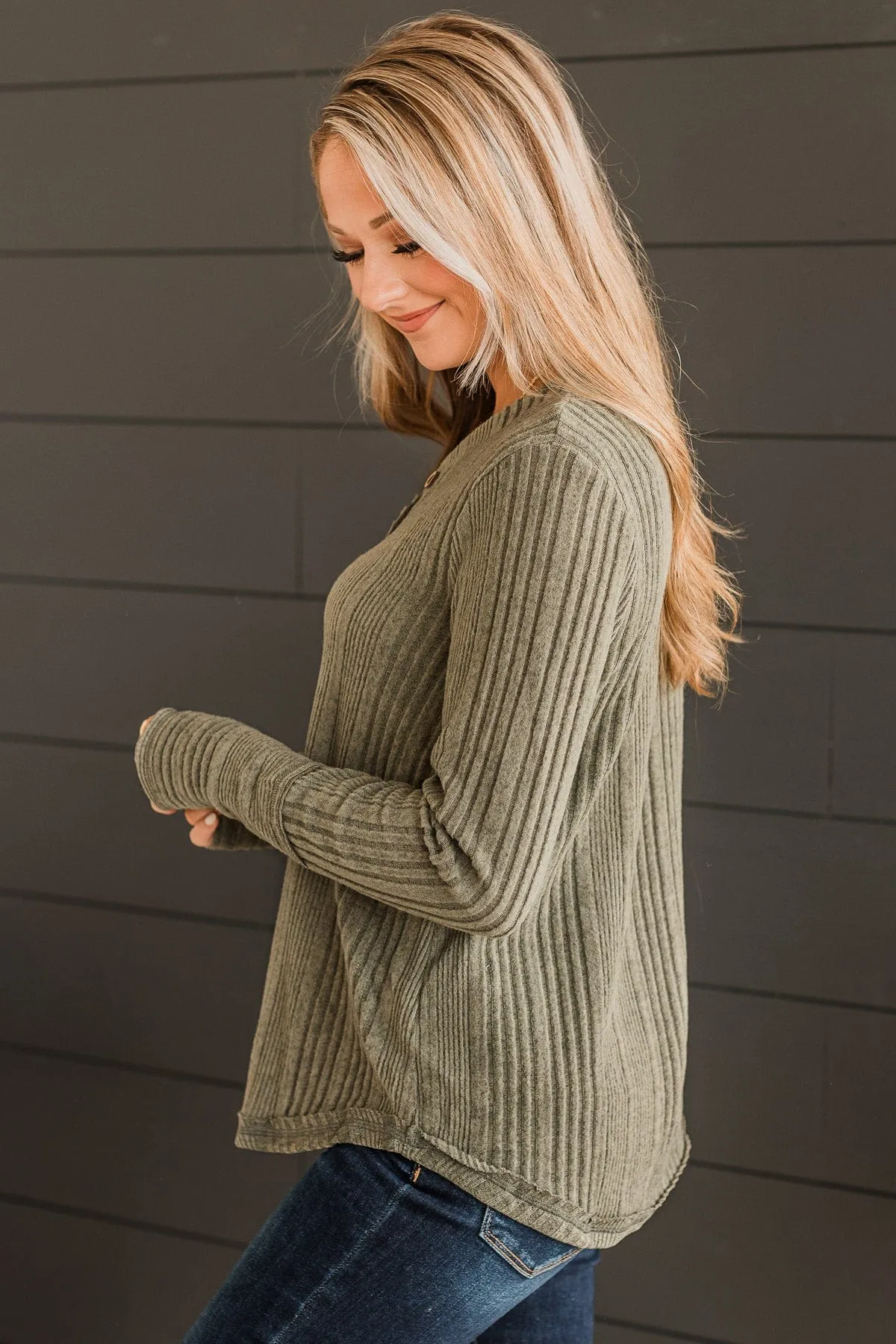 Always Lovable Knit Top- Dark Sage