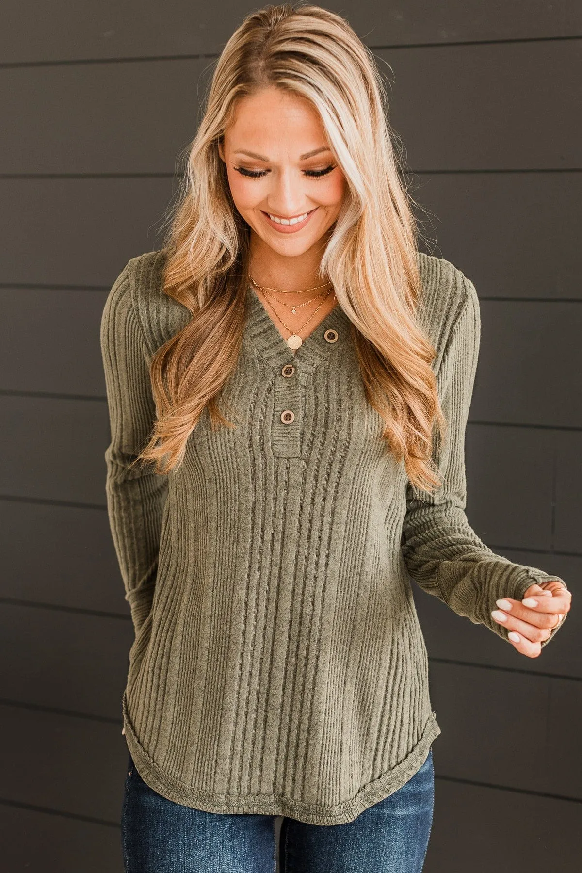 Always Lovable Knit Top- Dark Sage