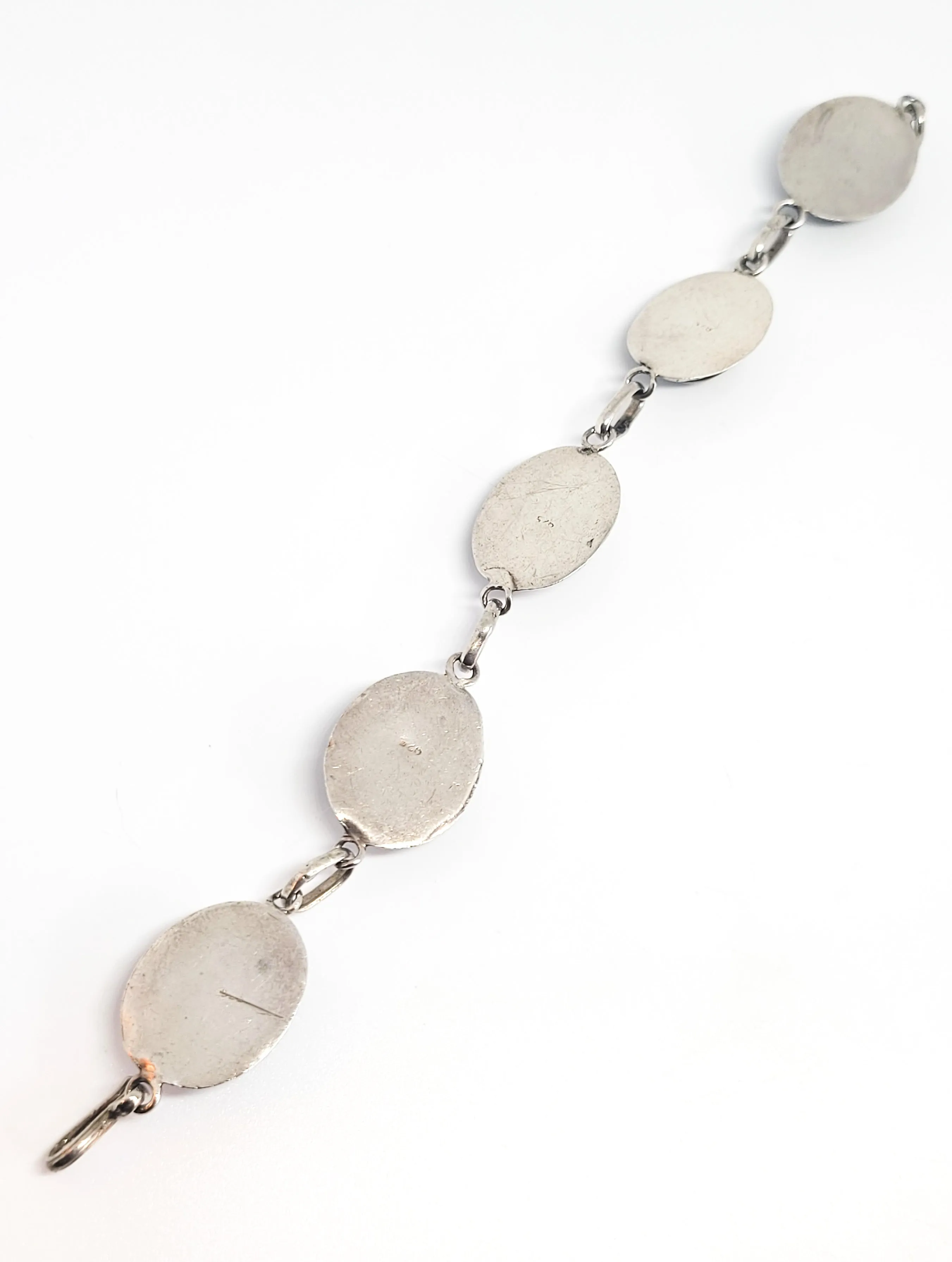 Baltic Amber with inclusions 5 panel vintage sterling silver tennis bracelet 925