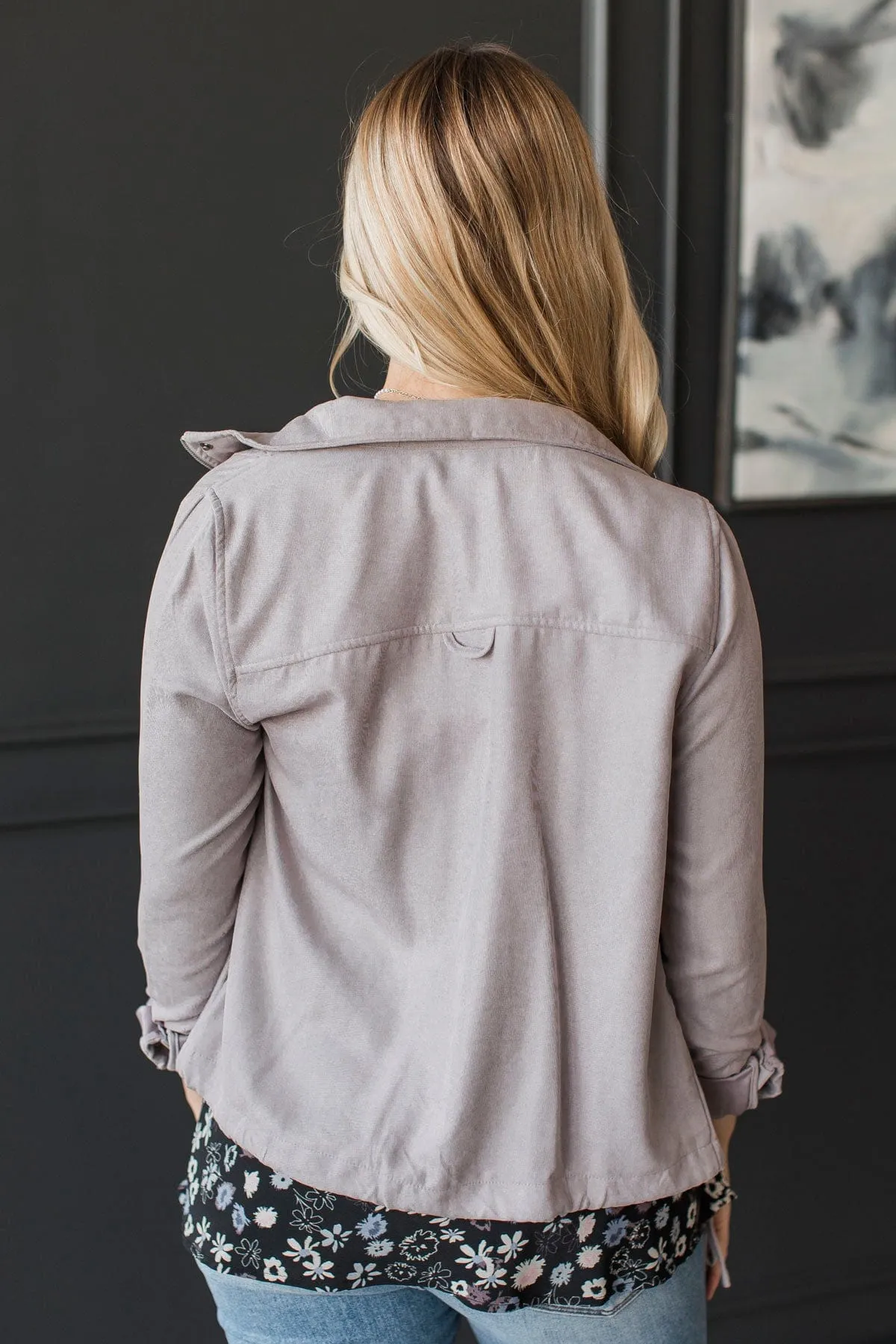 Brisk Morning Lightweight Zip Up Jacket- Grey
