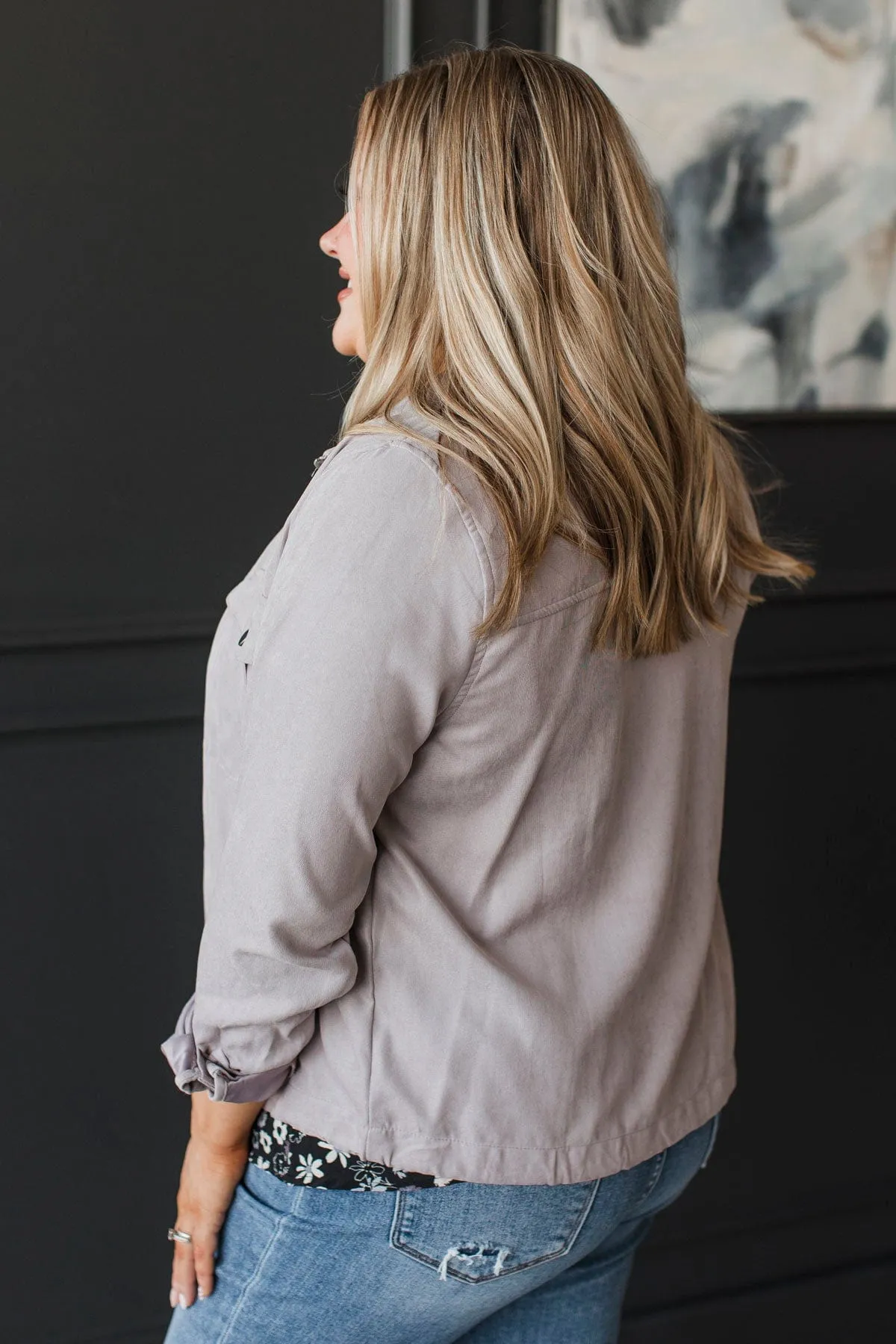 Brisk Morning Lightweight Zip Up Jacket- Grey
