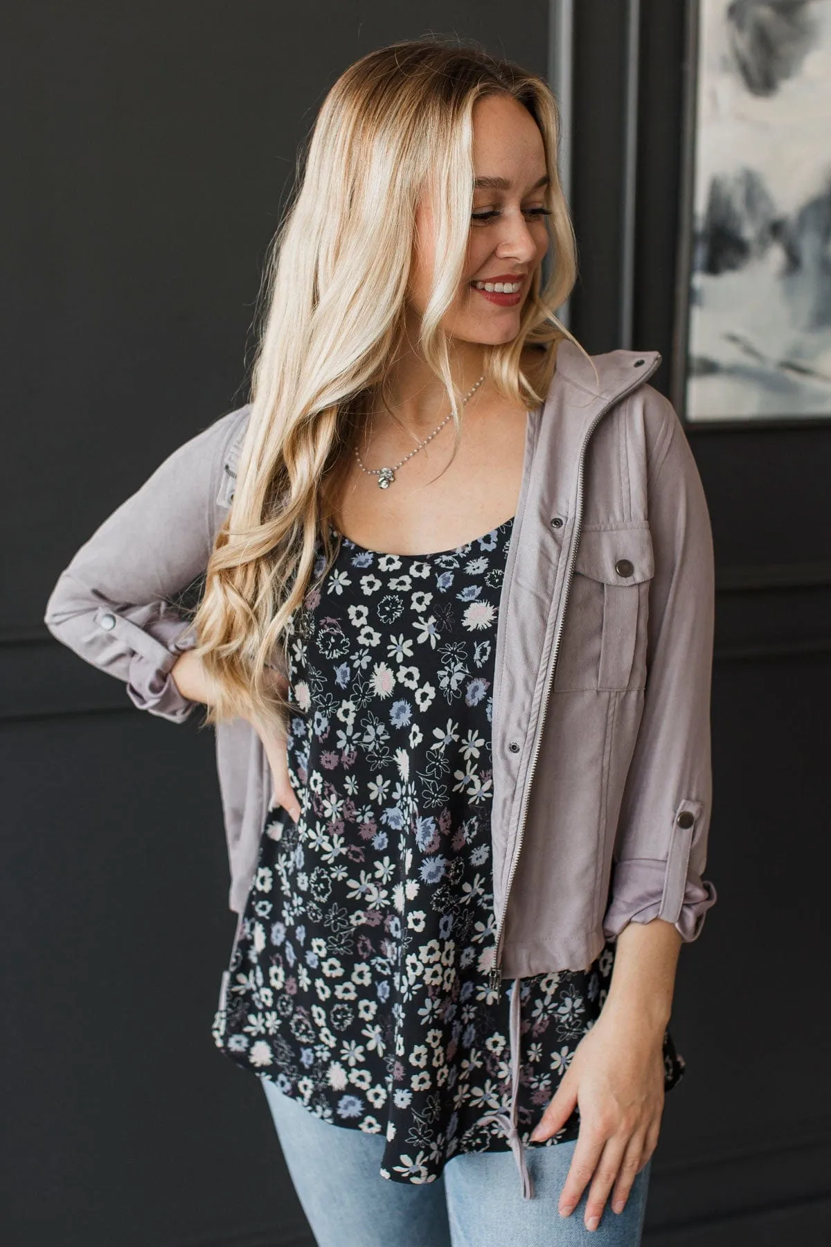 Brisk Morning Lightweight Zip Up Jacket- Grey