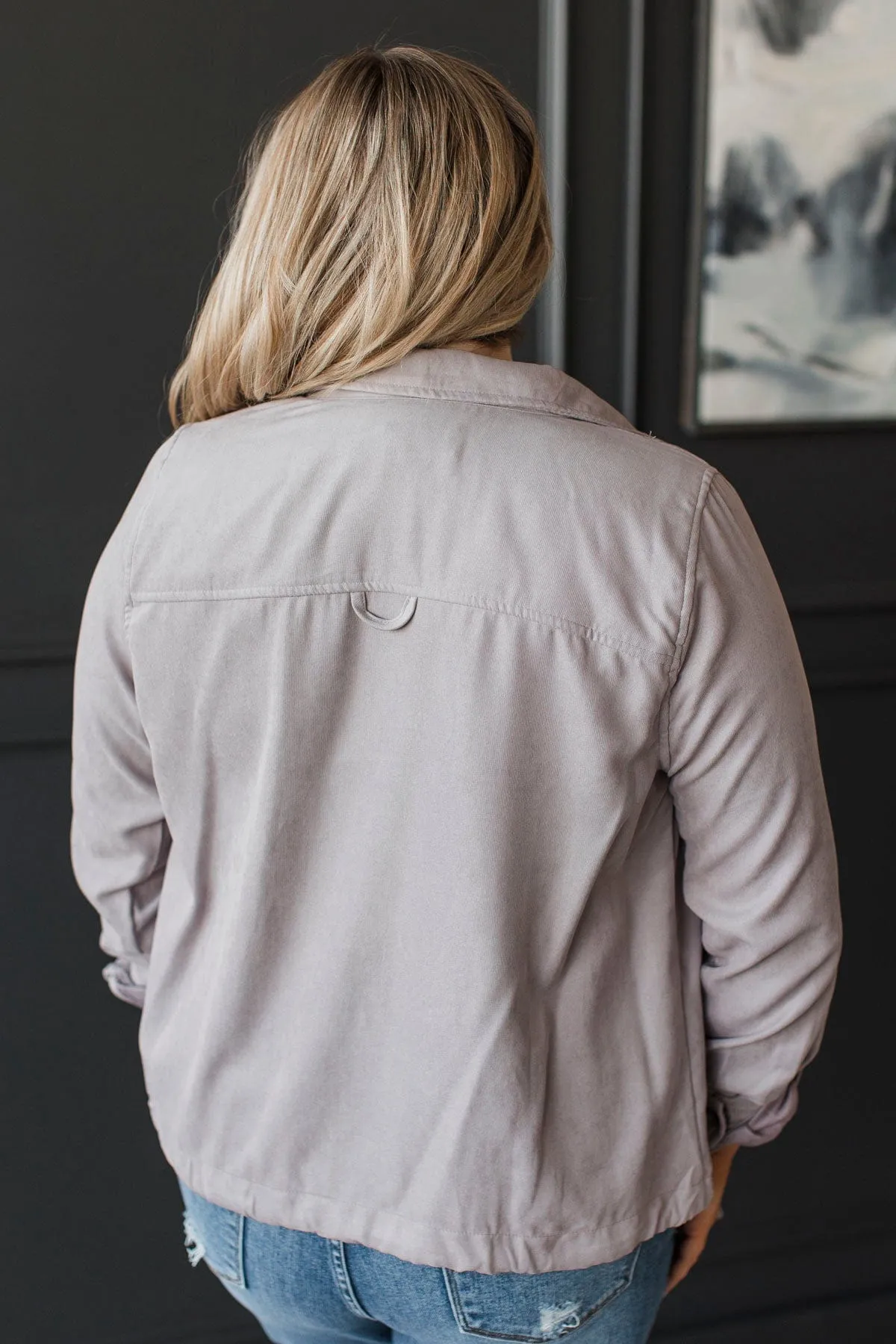 Brisk Morning Lightweight Zip Up Jacket- Grey