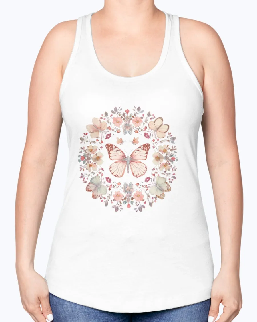 Butterflies circle - Ladies Racerback Tank
