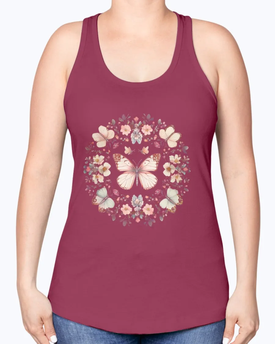 Butterflies circle - Ladies Racerback Tank