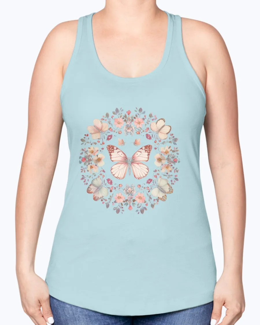 Butterflies circle - Ladies Racerback Tank