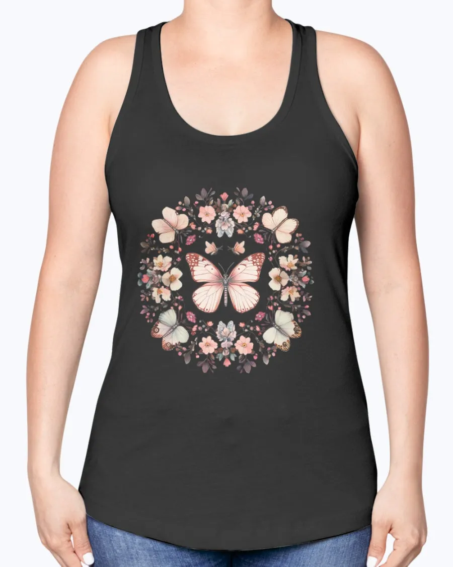 Butterflies circle - Ladies Racerback Tank