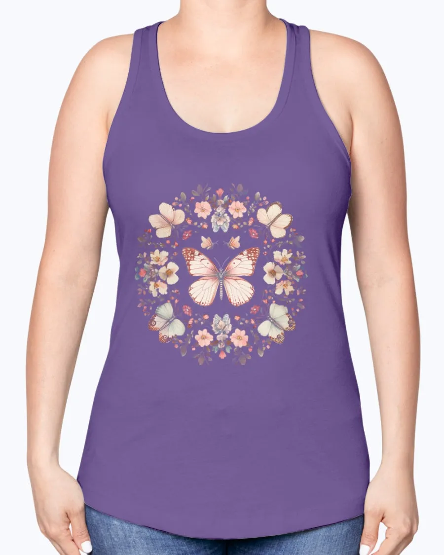 Butterflies circle - Ladies Racerback Tank