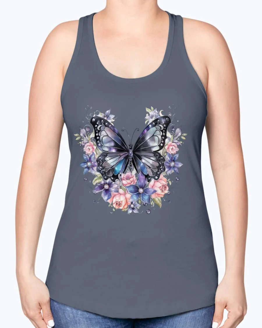 Butterfly metal-blk - Ladies Racerback Tank