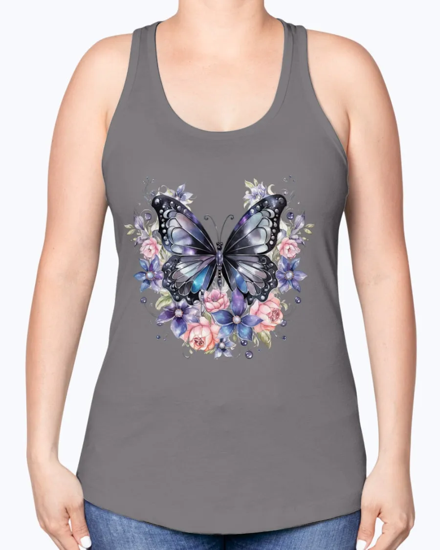 Butterfly metal-blk - Ladies Racerback Tank