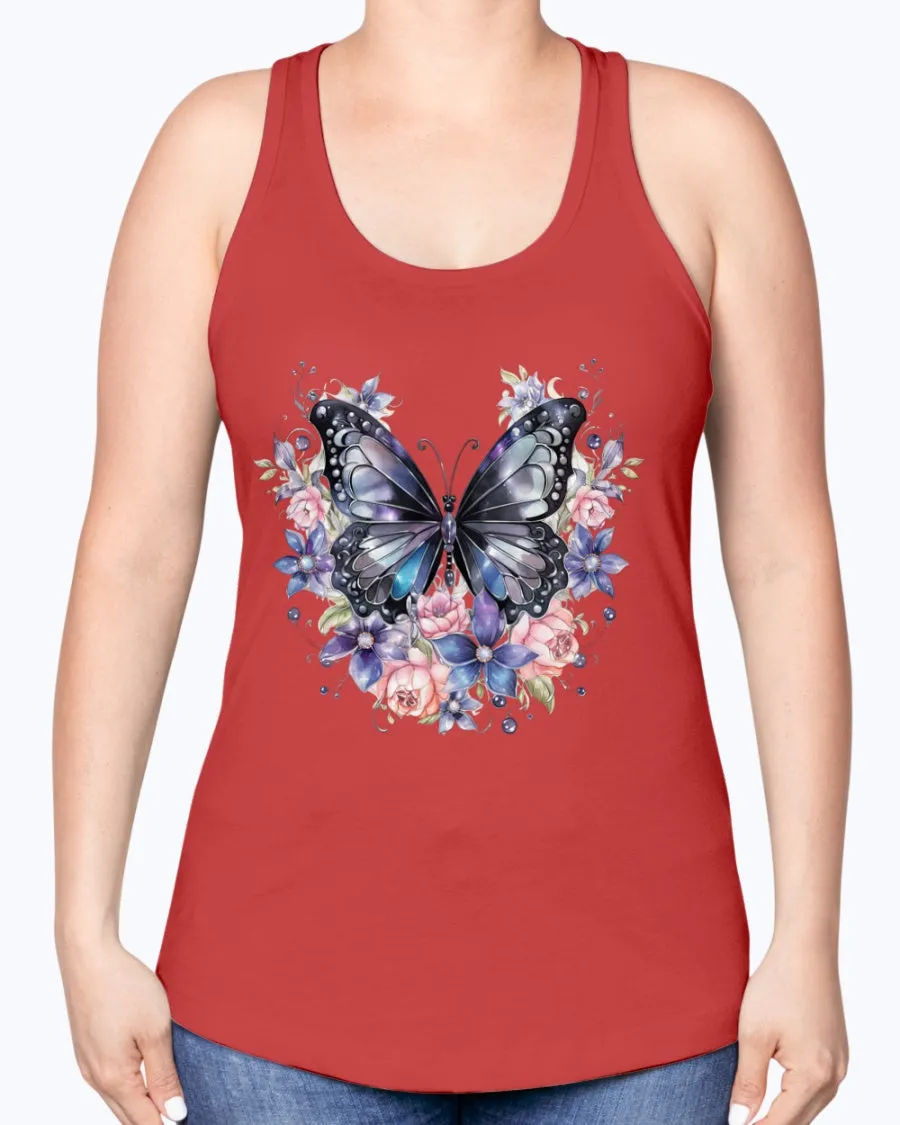 Butterfly metal-blk - Ladies Racerback Tank
