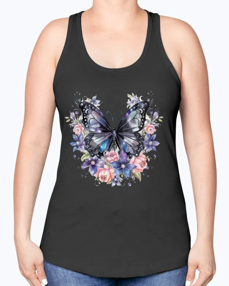 Butterfly metal-blk - Ladies Racerback Tank