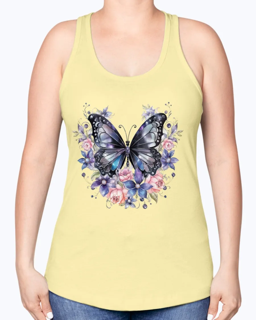 Butterfly metal-blk - Ladies Racerback Tank