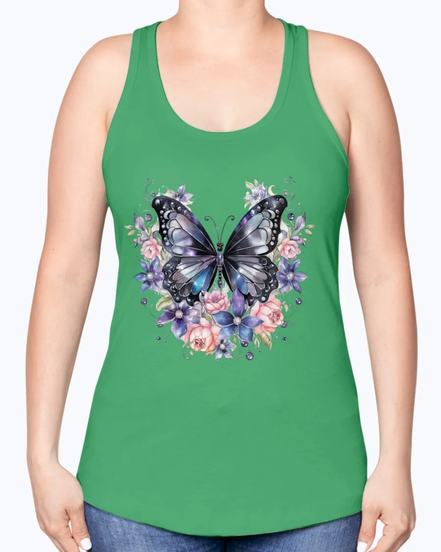 Butterfly metal-blk - Ladies Racerback Tank