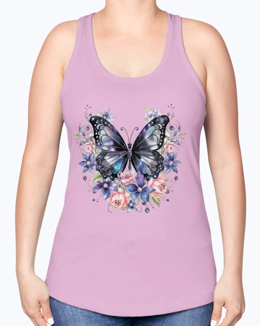 Butterfly metal-blk - Ladies Racerback Tank