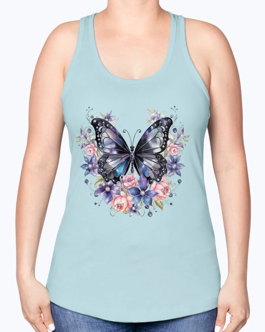 Butterfly metal-blk - Ladies Racerback Tank