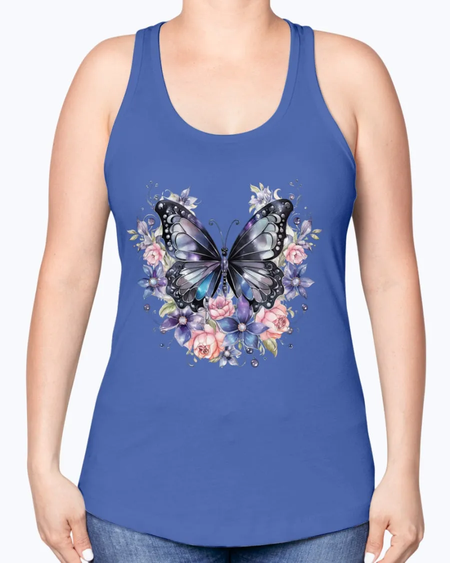 Butterfly metal-blk - Ladies Racerback Tank