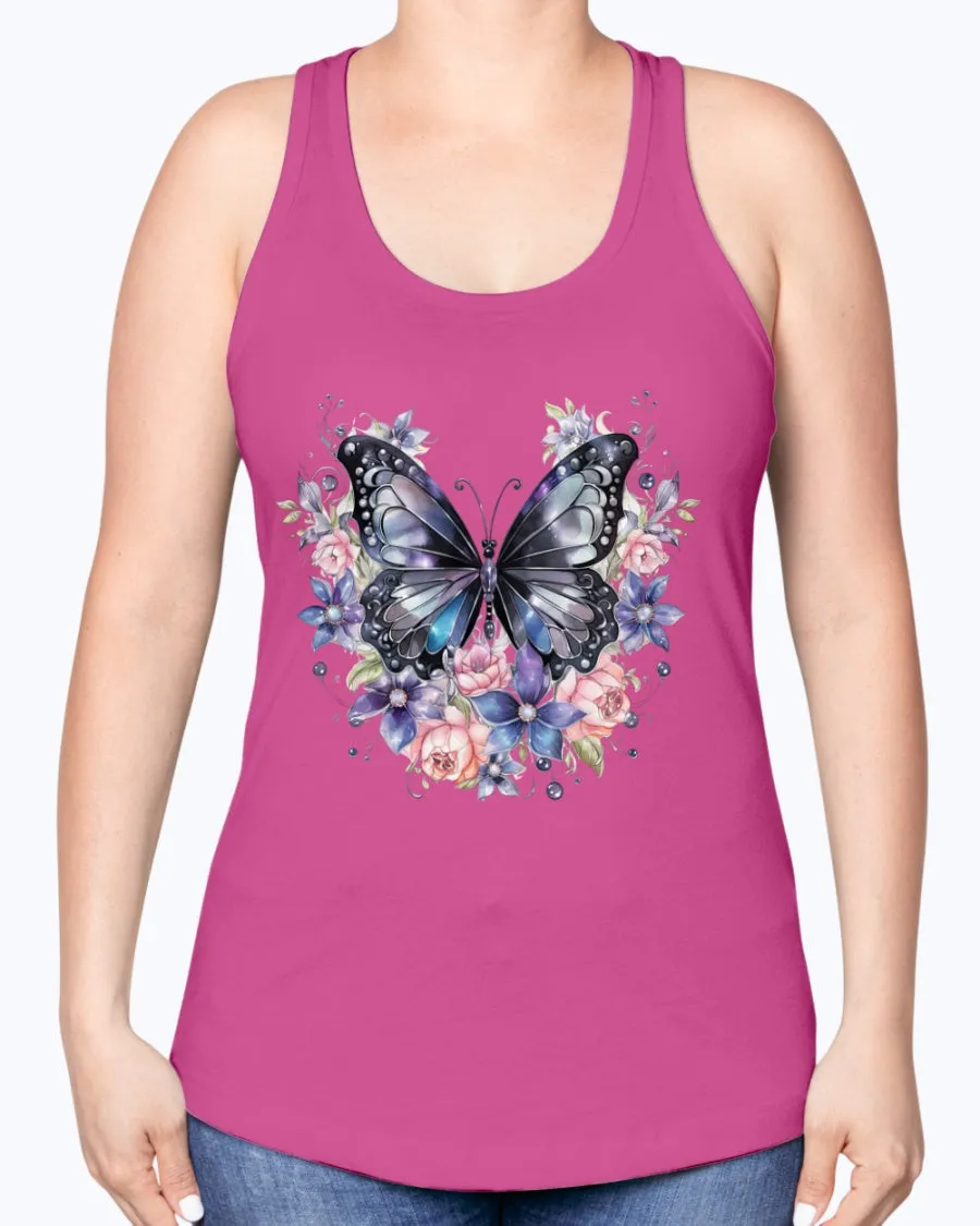 Butterfly metal-blk - Ladies Racerback Tank