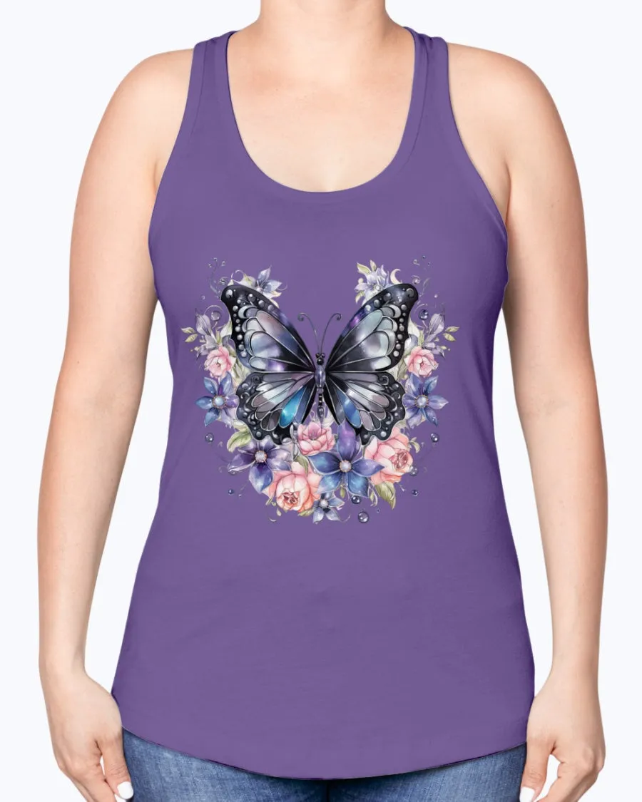 Butterfly metal-blk - Ladies Racerback Tank