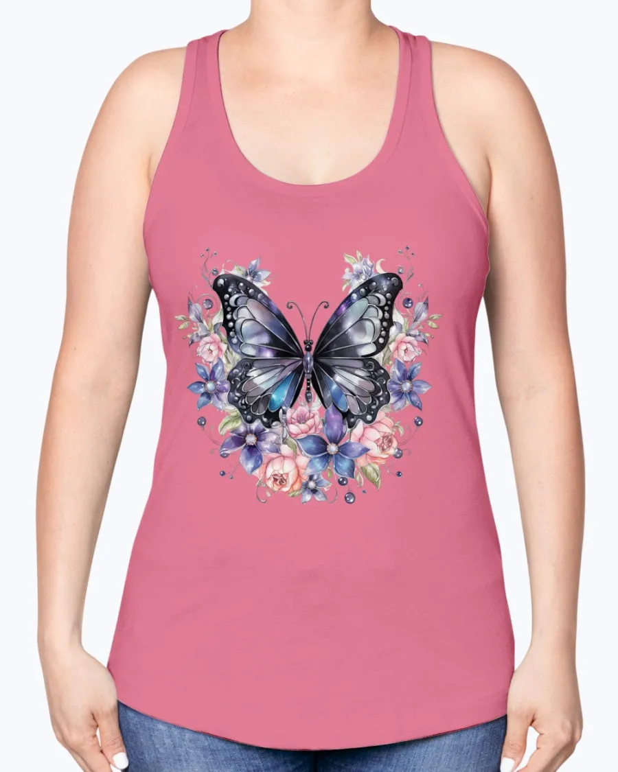 Butterfly metal-blk - Ladies Racerback Tank