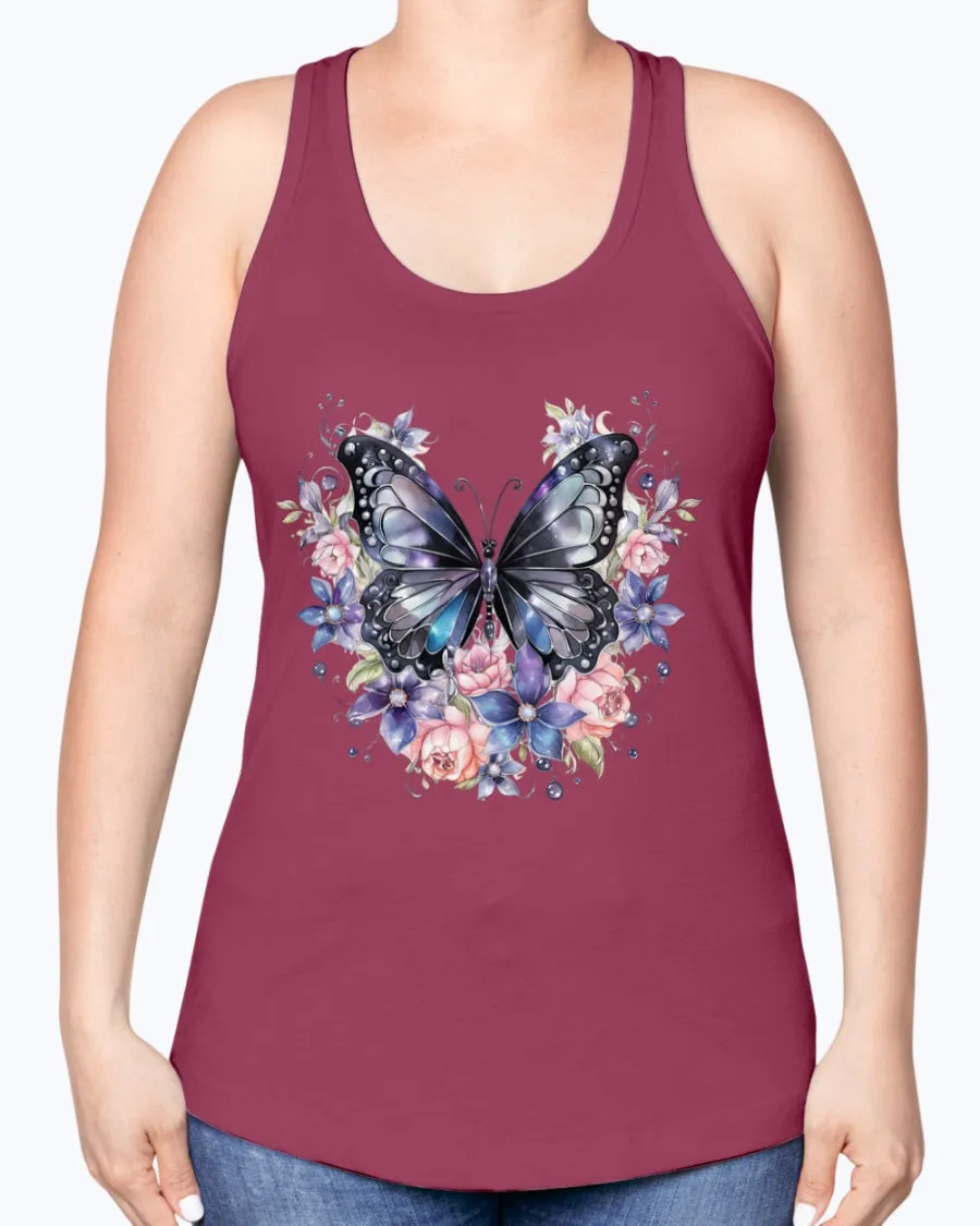 Butterfly metal-blk - Ladies Racerback Tank