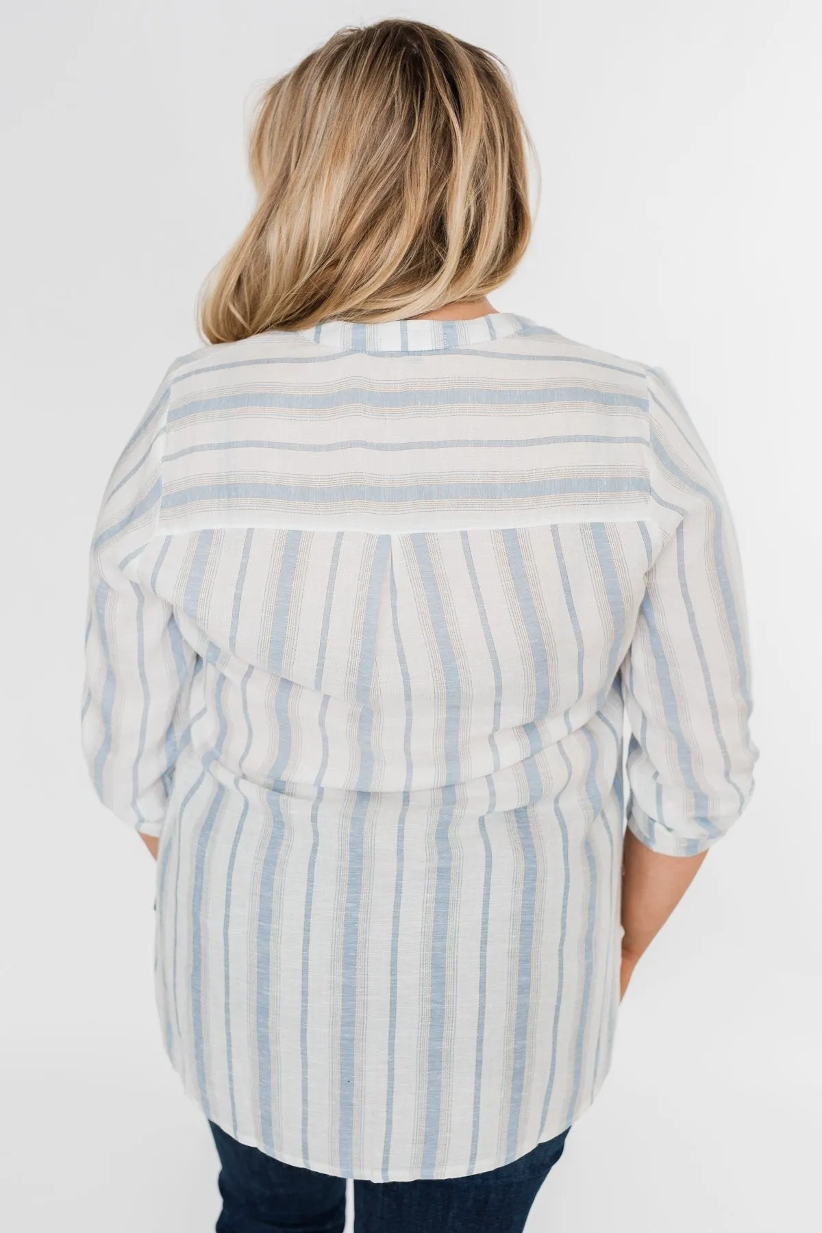 By the Beach Blouse- Blue and Yellow