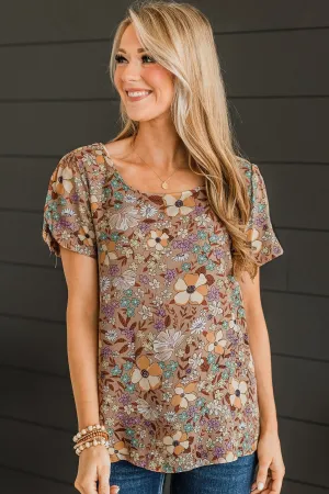 Calling For You Floral Top- Mocha