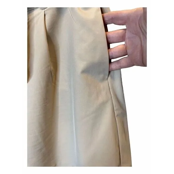 Calvin Klein Tan Shorts Size 14 Tie Belt High Rise Flare Paperbag Pockets Zippe