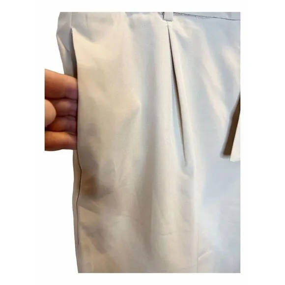 Calvin Klein Tan Shorts Size 14 Tie Belt High Rise Flare Paperbag Pockets Zippe