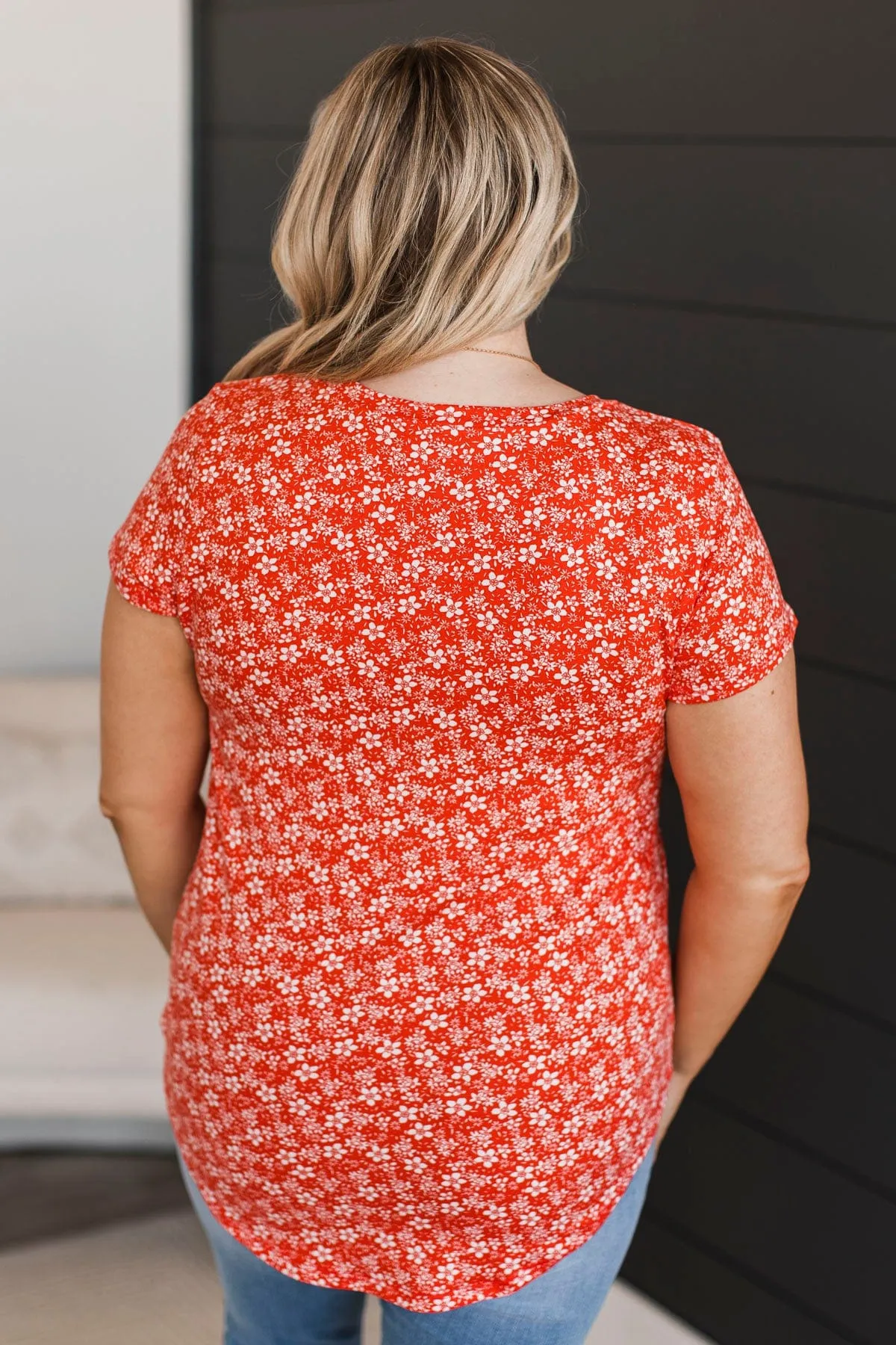 Can't Pretend Short Sleeve Floral Top- Coral