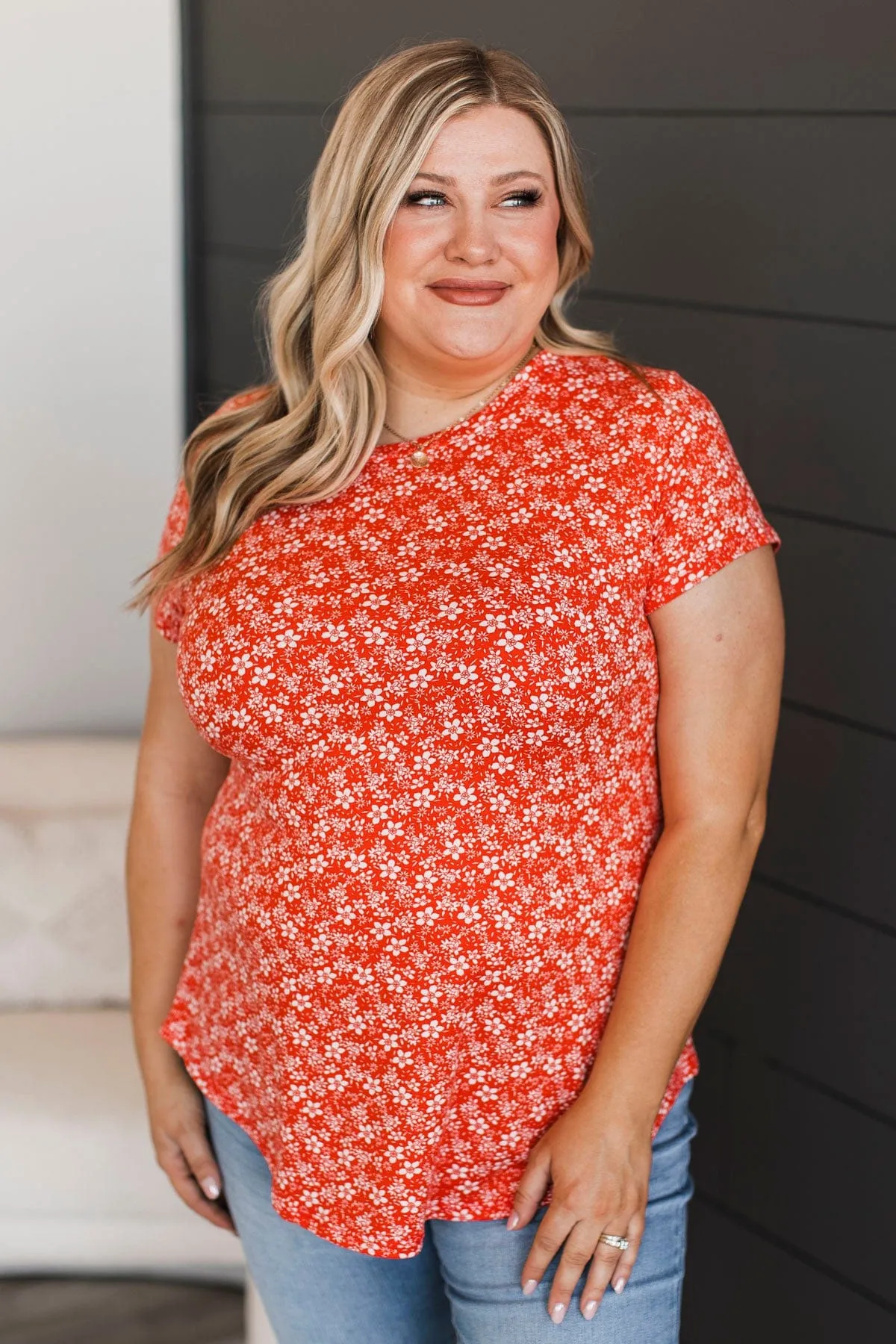 Can't Pretend Short Sleeve Floral Top- Coral