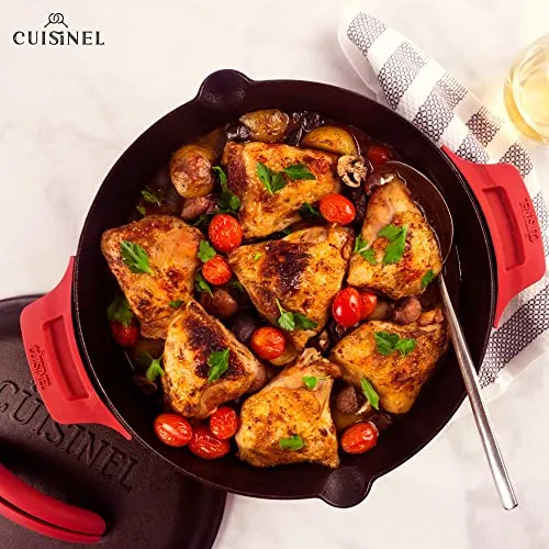 Cast Iron Skillet Set - 10"   12"-Inch Dual Handle Frying Pans   Silicone Handle Holder Covers   Pan Scraper - Pre-Seasoned Oven, Grill, Stovetop, Induction Safe Kitchen Cookware - Indoor/Outdoor Use