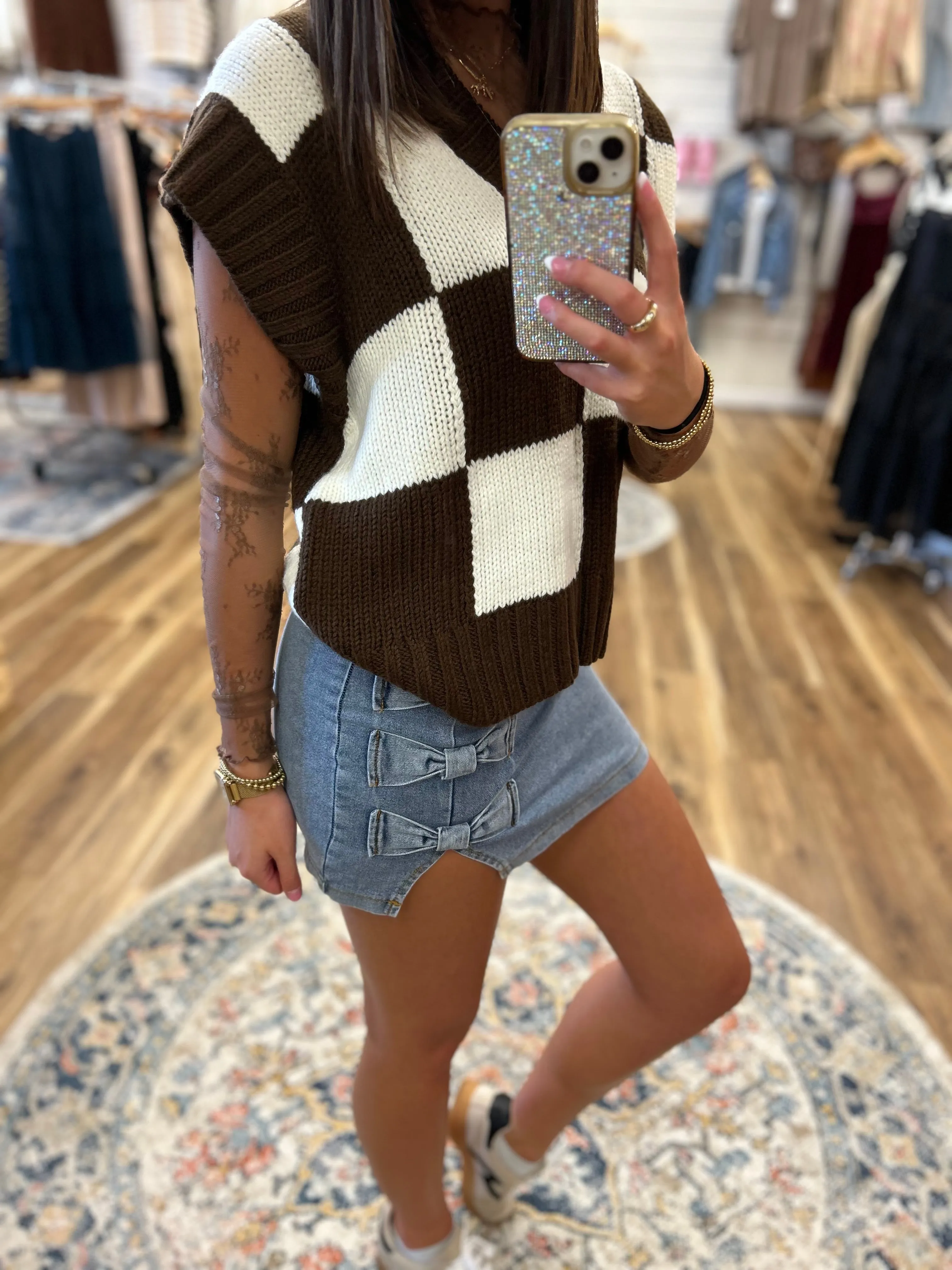 Checkered Brown Sweater
