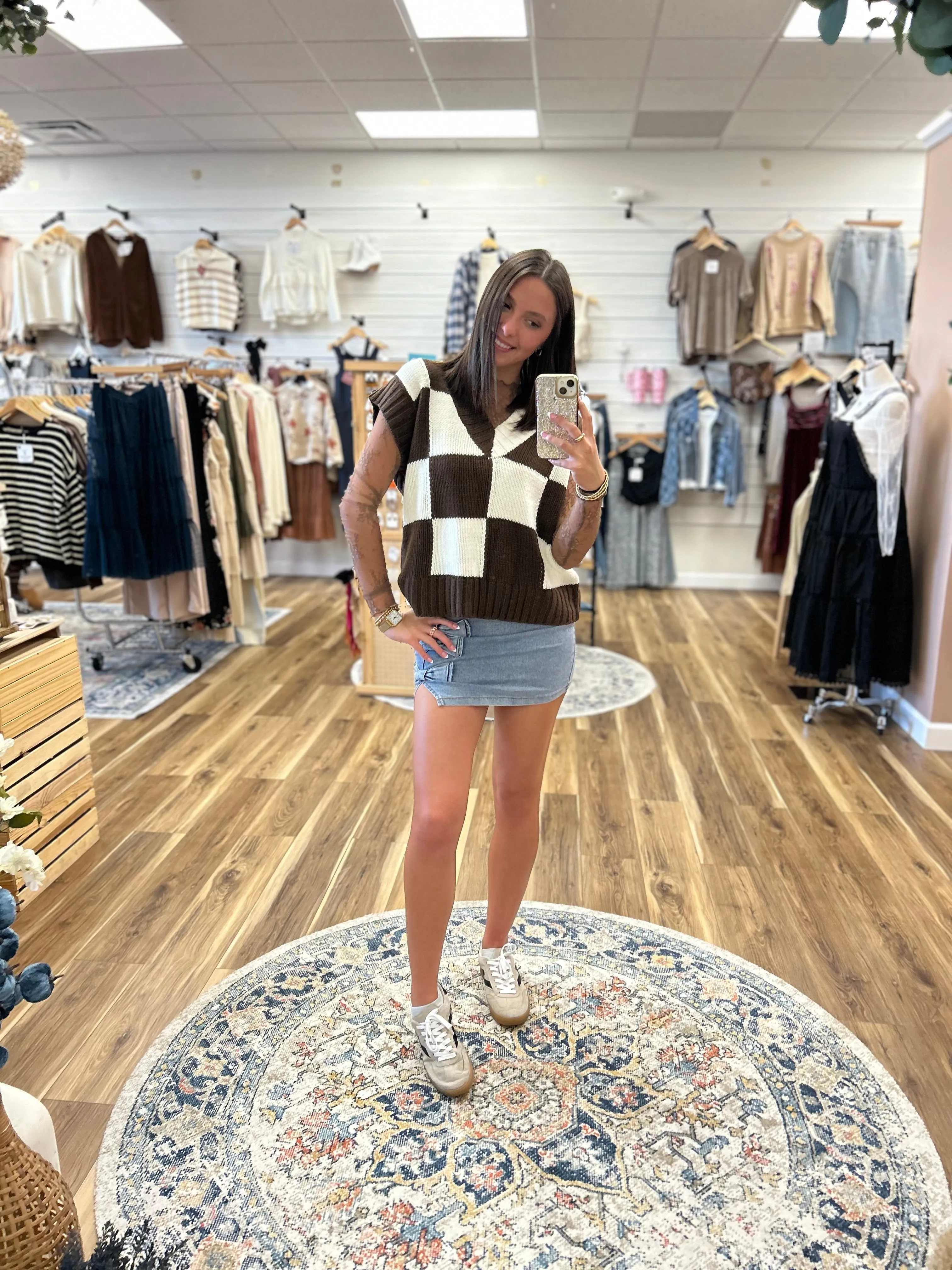 Checkered Brown Sweater