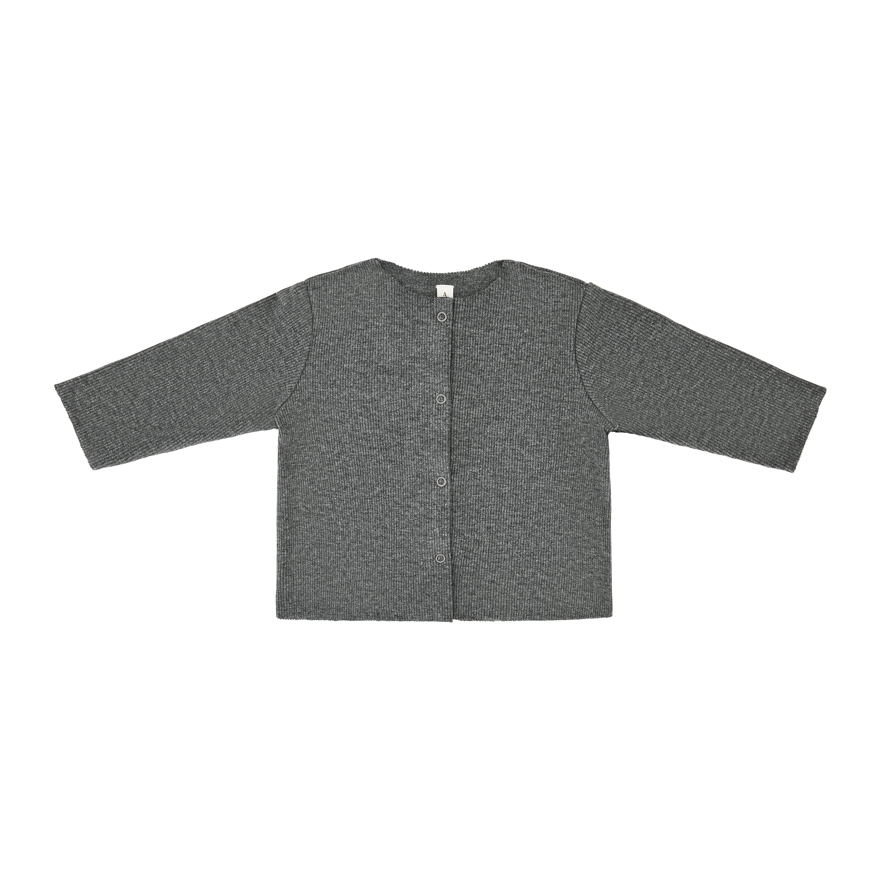 Chia Cotton Rib Cardigan (Dark Grey)