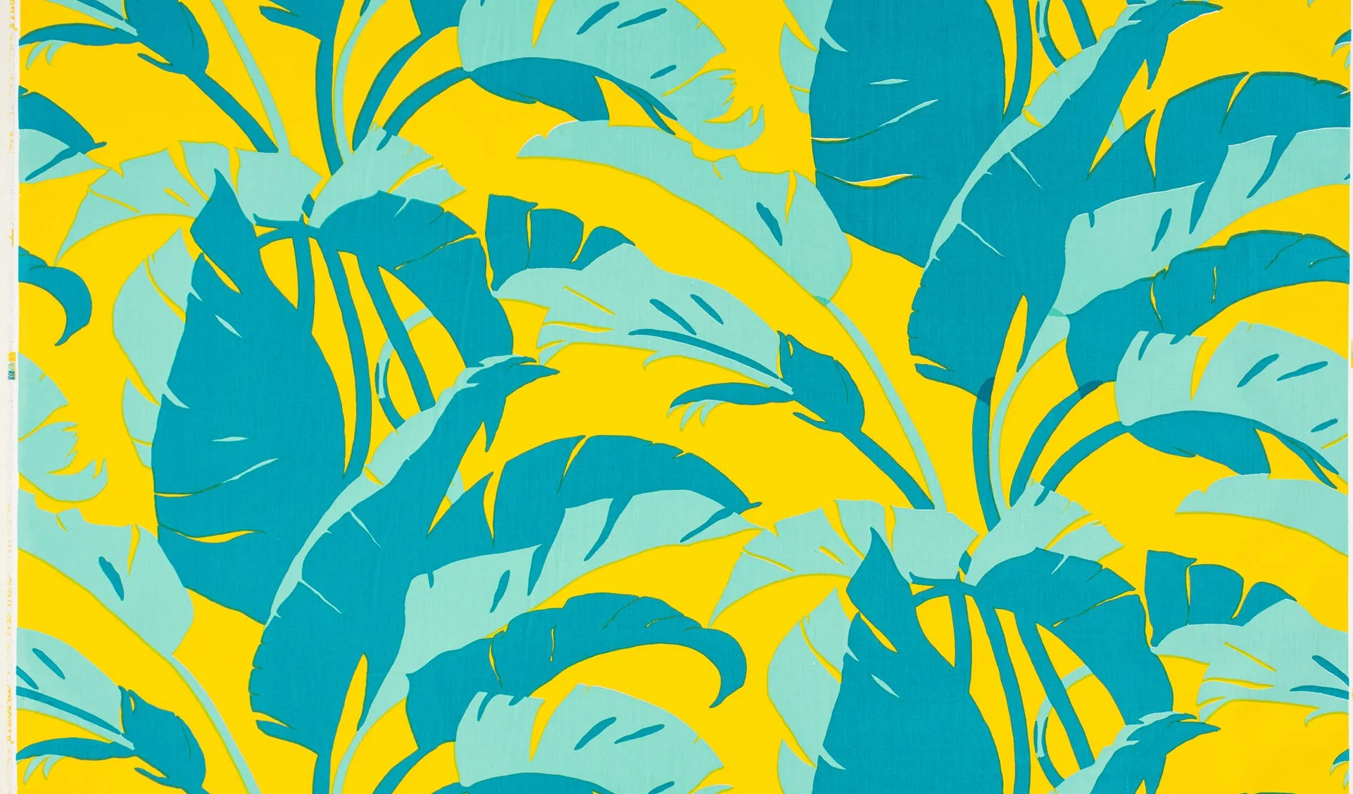 China Seas Fabric: Amazon - Custom Turquoise / Yellow on White Suncloth