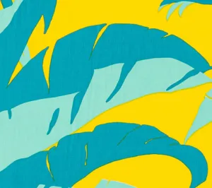 China Seas Fabric: Amazon - Custom Turquoise / Yellow on White Suncloth