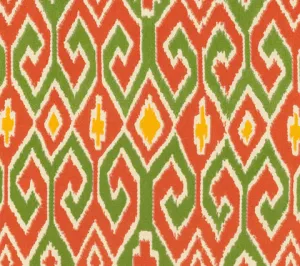 China Seas Fabric: Aquarius - Custom Brique / Leaf / Yellow / Cream on Suncloth