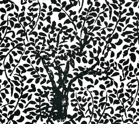 China Seas Fabric: Arbre de Matisse - Custom Black on White Suncloth (OUTDOOR)