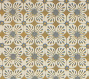 China Seas Fabric: Barbados Batik - Custom Olive / French Blue on Cream Suncloth (Outdoor Quality)